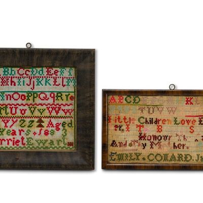 Sale Photo Thumbnail #196: 19th C Small Colorful Needlepoint Samplers