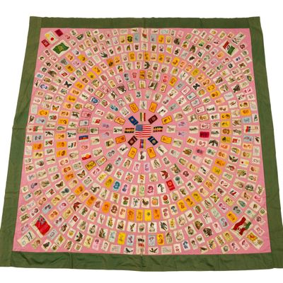 Sale Photo Thumbnail #146: Early 20th C Cigarette Silk Quilt with 505 Tobacco Premiums, Including Ty Cobb