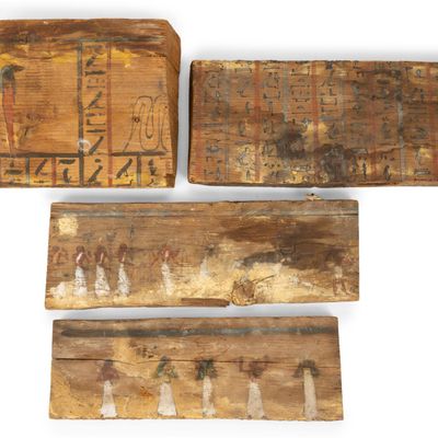 Sale Photo Thumbnail #73: 4 Egyptian Painted Wood Fragments