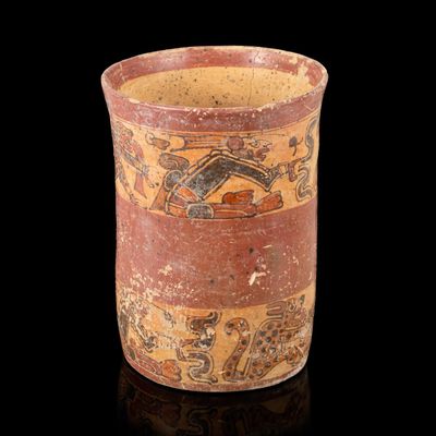 Sale Photo Thumbnail #64: Pre-Columbian Maya Polychrome Cocao Vase