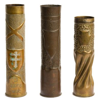 Sale Photo Thumbnail #273: 3 WWI Trench Art Shells