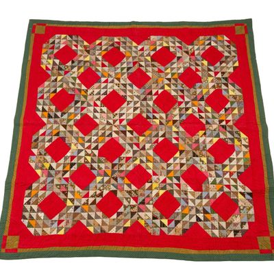 Sale Photo Thumbnail #140: Late 19th C Geometric Scrap Quilt