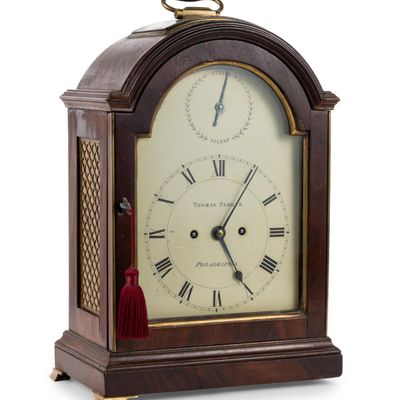 Sale Photo Thumbnail #153: George III Mahogany Shelf Clock, Thomas Parker Philadelphia