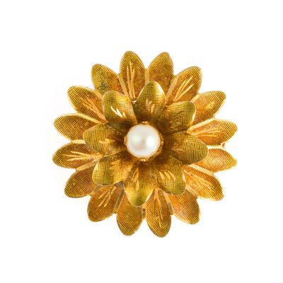 Sale Photo Thumbnail #4: 18K Gold and Pearl Flower Brooch