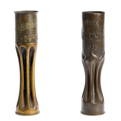 Sale Photo Thumbnail #244: 2 French WWI Trench Art Shells
