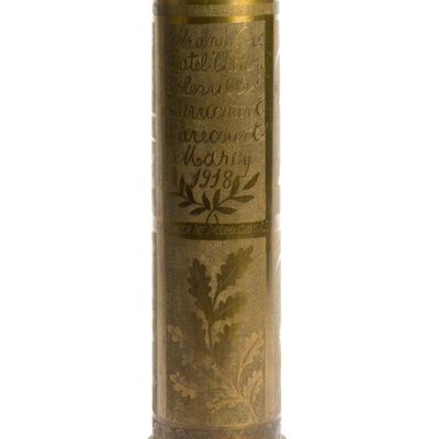 Sale Photo Thumbnail #234: WWI Trench Art Presentation Shell
