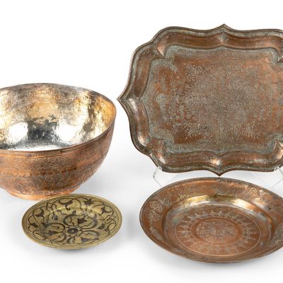 Sale Photo Thumbnail #69: 4 Persian Copper and Metalware