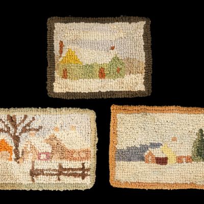 Sale Photo Thumbnail #139: 3 Mini Grenfell Hooked Rugs