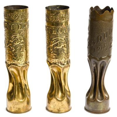 Sale Photo Thumbnail #272: 3 WWI Trench Art Shells