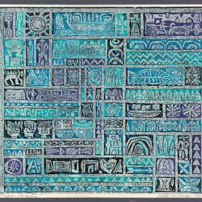 Sale Photo Thumbnail #43: Peter Hoag (1929-2009) 'King's Country' Woodblock Print