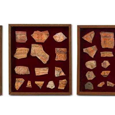 Sale Photo Thumbnail #68: 3 Framed Pre Colombian Pottery Shards