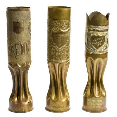 Sale Photo Thumbnail #275: 3 WWI Trench Art Shells