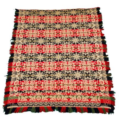 Sale Photo Thumbnail #145: Henry Keener Womelsdorf 1845 Pennsylvania Jacquard Coverlet