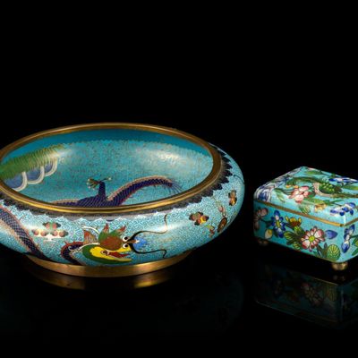Sale Photo Thumbnail #113: 2 Chinese Cloisonne Enamel on Bronze Articles
