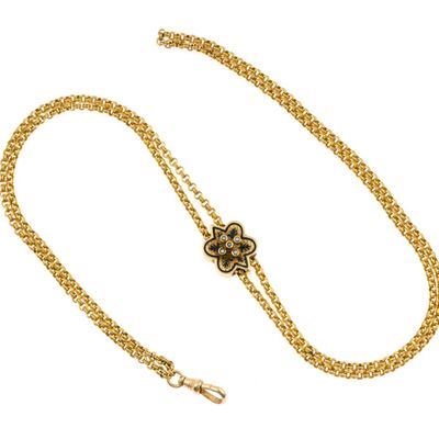 Sale Photo Thumbnail #7: Victorian 14K and 15K Gold Watch Slide Chain