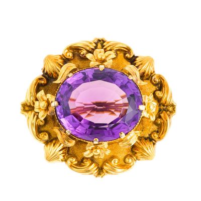 Sale Photo Thumbnail #5: Victorian 20K Gold and Amethyst Brooch