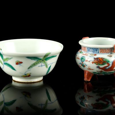 Sale Photo Thumbnail #102: 2 Chinese Enamel Vessels