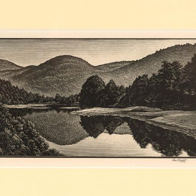 Sale Photo Thumbnail #35: Asa Cheffetz "Along The Winooski" Signed Original Wood-Engraving