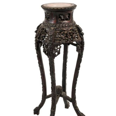 Sale Photo Thumbnail #216: Chinese Marble Top Rosewood Carved Plant Stand
