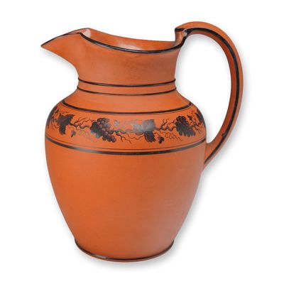 Sale Photo Thumbnail #330: Wedgwood Rosso Antico Stoneware Pitcher with Grapevine Decoration