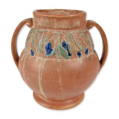 Sale Photo Thumbnail #22: Arts and Crafts Floral Pottery Double-Handle Vase