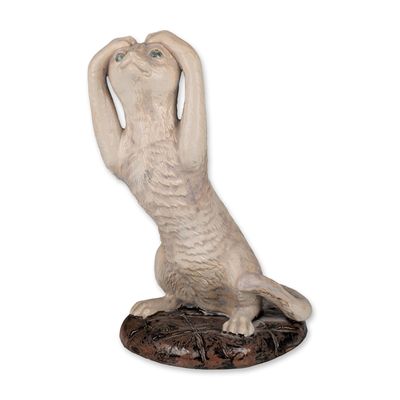 Sale Photo Thumbnail #465: Cobridge Stoneware Stretching Cat Sculpture