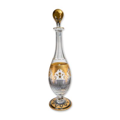 Sale Photo Thumbnail #9: Baccarat France Prestige Gold Encrusted Crystal Decanter with Stopper