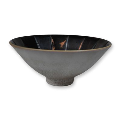 Sale Photo Thumbnail #490: Wedgwood Norman Wilson Two-Tone Glazed Footed Ribbed Ceramic Bowl