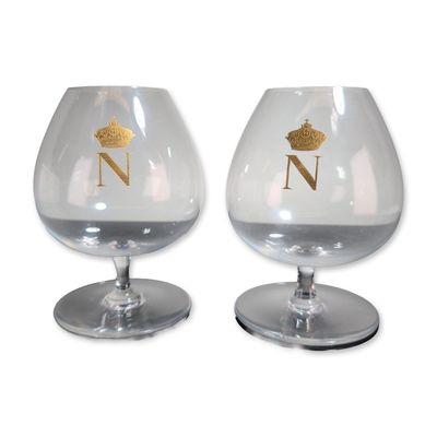 Sale Photo Thumbnail #386: 2pc Baccarat France Crystal Napoleon Brandy Snifters
