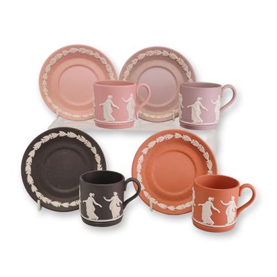 Sale Photo Thumbnail #327: 8pc Wedgwood Jasperware Dancing Hours Cups and Saucers