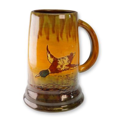 Sale Photo Thumbnail #38: Weller Pottery Ceramic Mallard Duck Hunter Mug