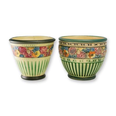 Sale Photo Thumbnail #50: Two Weller Pottery Planter Pots, Chelsea Eldora