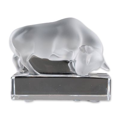 Sale Photo Thumbnail #380: Lalique French Frosted Crystal Bull Figurine