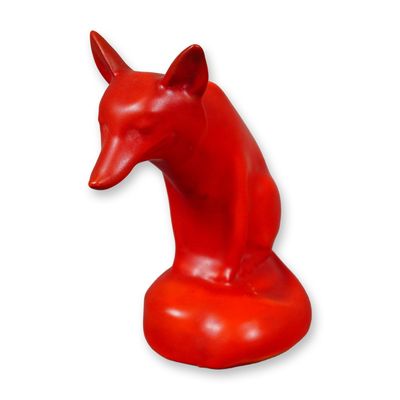 Sale Photo Thumbnail #203: Rare Royal Doulton Red Experimental Glaze Figurine, Fox Seated