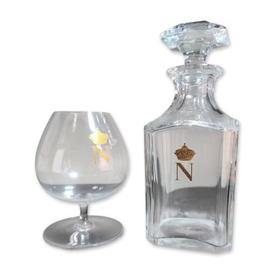 Sale Photo Thumbnail #385: 2pc Baccarat Crystal Napoleon Decanter with Stopper and Snifter