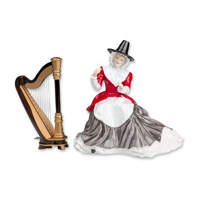 Sale Photo Thumbnail #162: Royal Doulton by Tom Mason Prototype Tom Mason Welsh Lady Figurine with Harp