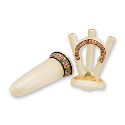 Sale Photo Thumbnail #313: 2pc Weller Tivoli Wall Pocket and Roma Triple Bud Vase