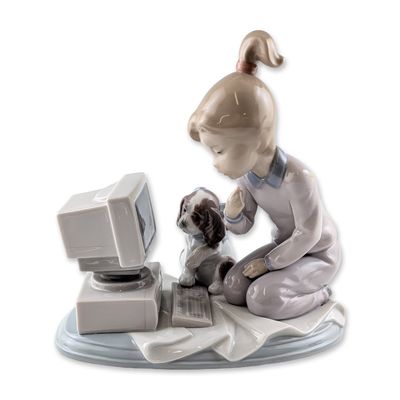 Sale Photo Thumbnail #156: Lladro Computing Companions Porcelain Figurine, Signed