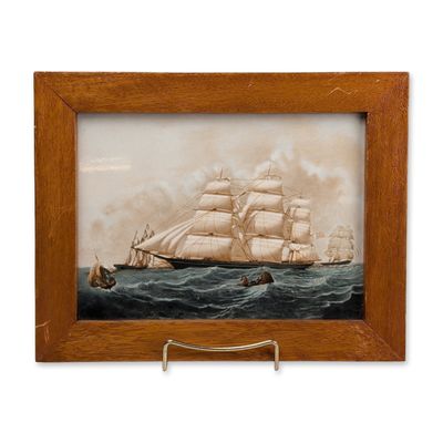 Sale Photo Thumbnail #483: Wedgwood of Etruria & Barlaston Framed Porcelain Nautical Tile, Hurricane