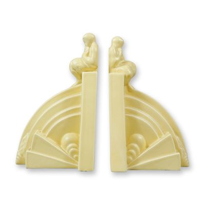 Sale Photo Thumbnail #155: A Pair of Wedgwood Art Deco Glazed Ceramic Figural Bookends