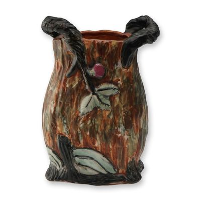 Sale Photo Thumbnail #36: Weller Pottery Warwick Two Handled Tree Trunk Vase