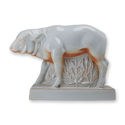 Sale Photo Thumbnail #6: Wedgwood by John Skeaping Gray Glazed Figurine, Buffalo