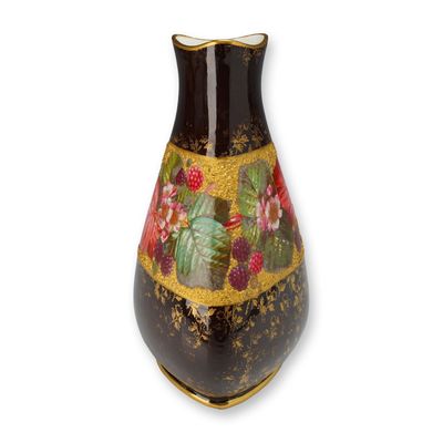 Sale Photo Thumbnail #271: Wedgwood Gilt Creamware Triangular Botanical Vase, circa 1880