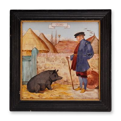 Sale Photo Thumbnail #225: Doulton Lambeth by Henry Stacy Marks Ceramic Tile Framed, Flesh