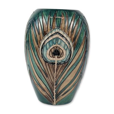 Sale Photo Thumbnail #7: Moorcroft Sally Tuffin for Liberty Peacock Feather Vase