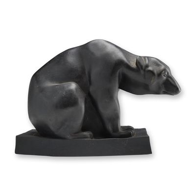 Sale Photo Thumbnail #454: Wedgwood Art Deco Black Basalt Polar Bear Sculpture by John Rattenbury Skeaping