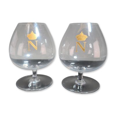 Sale Photo Thumbnail #131: 2pc Baccarat France Crystal Napoleon Brandy Snifters