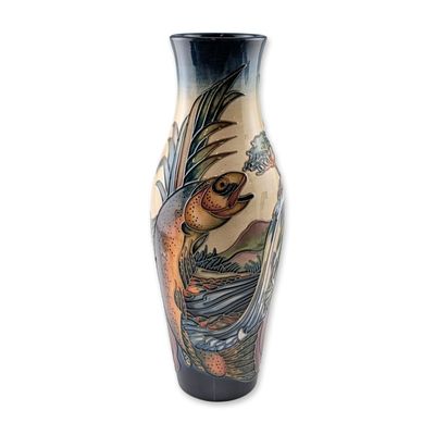 Sale Photo Thumbnail #352: Moorcroft Philip Gibson Flying Trout Pottery Vase