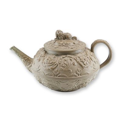 Sale Photo Thumbnail #329: Early 19th Century Wedgwood Caneware Teapot with Spaniel Finial