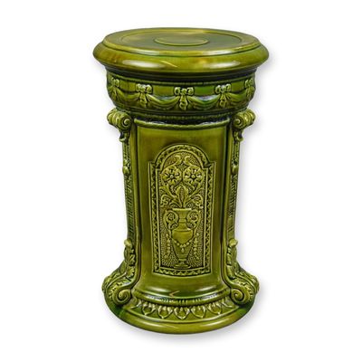 Sale Photo Thumbnail #482: Wedgwood Majolica Green Glaze Ceramic Pedestal Plinth